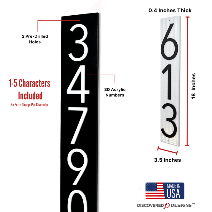 Customized Address Sign Mailbox Numbers - Fits on 4x4 Post (Black)