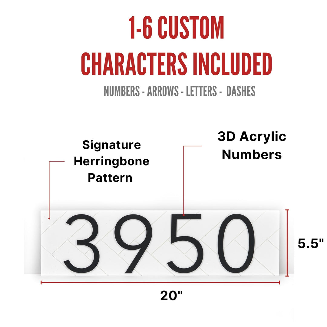 Customized Premium Large Address Sign (White 20 Inch Horizontal)