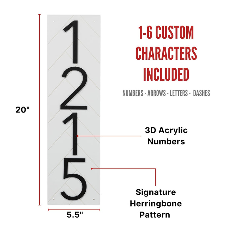 Customized Premium Large Address Sign (White 20 Inch Vertical)
