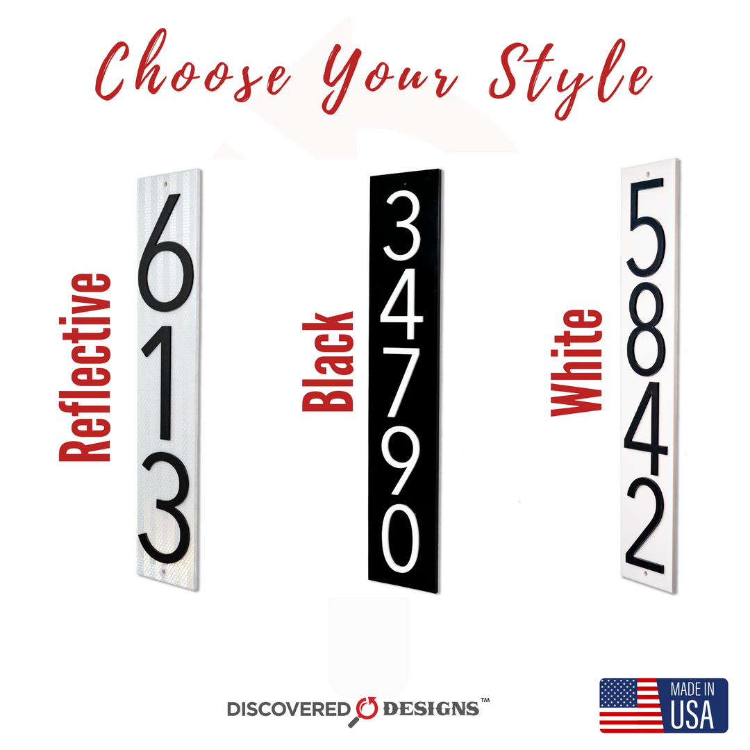 Customized Address Sign Mailbox Numbers - Fits on 4x4 Post (Reflective)