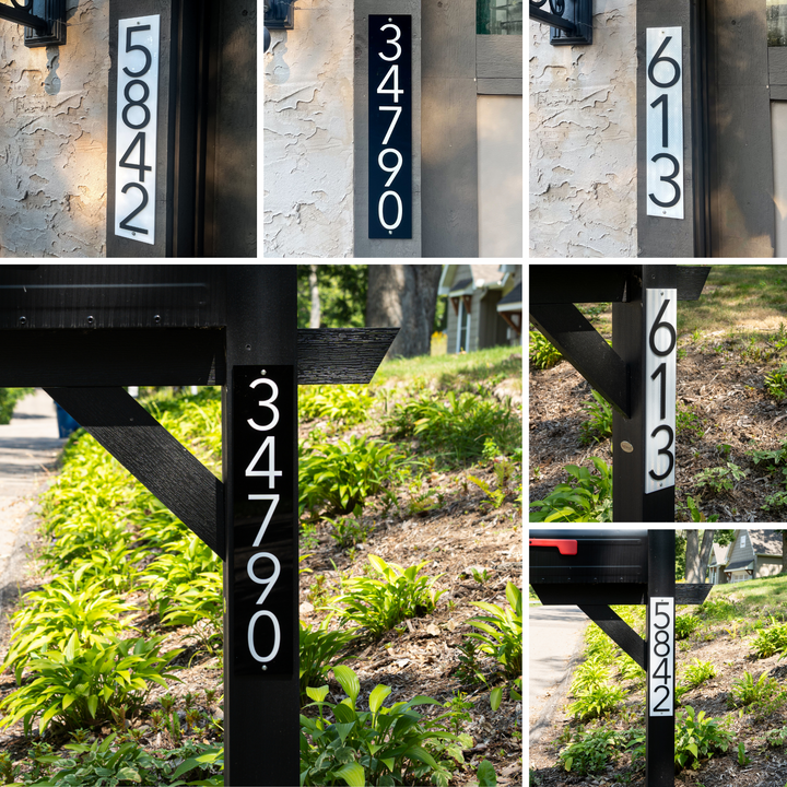 Customized Address Sign Mailbox Numbers - Fits on 4x4 Post (White)