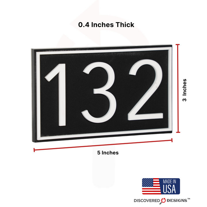 Custom Black 3x5 Inch Horizontal w/Border Room Numbers for Hotel - Apartment - Motel