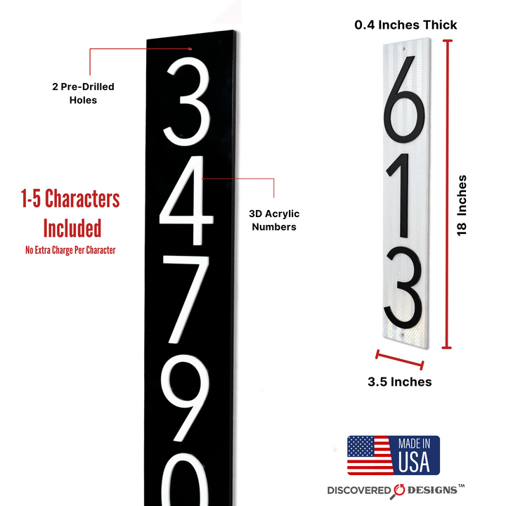 Customized Address Sign Mailbox Numbers - Fits on 4x4 Post (Reflective)