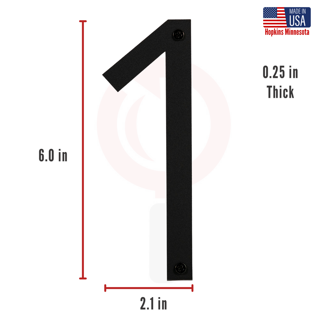 6 Inch - Modern Black Screw In Numbers