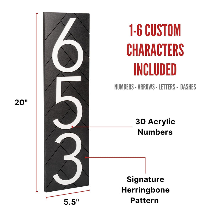 Grove Park Logo Customized Premium Large Address Sign (Black 20 Inch Vertical)