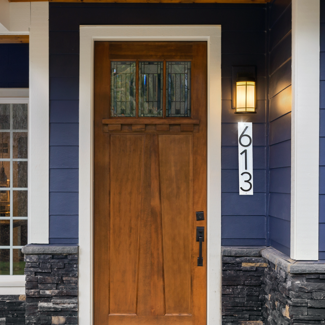 Reflective Modern Address Number Plaque - Weatherproof - Made in Minnesota (18x3 Use Number from Shipping Address))