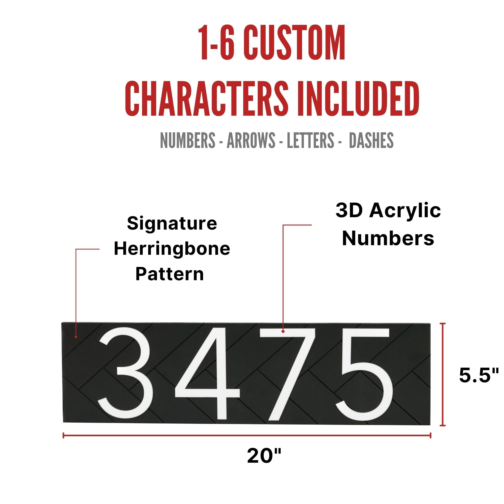 Customized Premium Large Address Sign (Black 20 Inch Horizontal