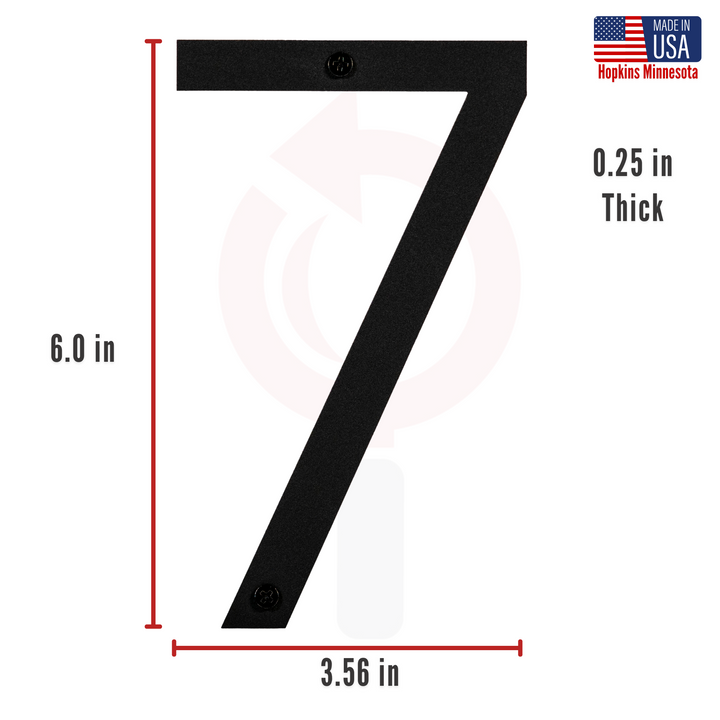 6 Inch - Modern Black Screw In Numbers