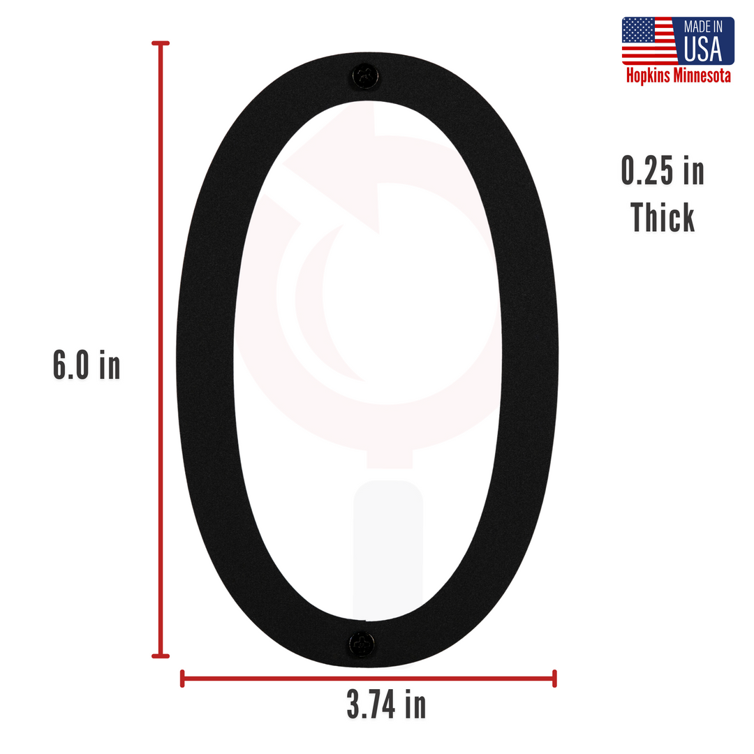 6 Inch - Modern Black Screw In Numbers