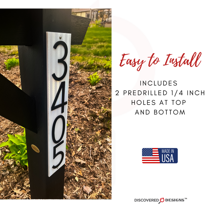 Customized Address Sign Mailbox Numbers - Fits on 4x4 Post (Black)