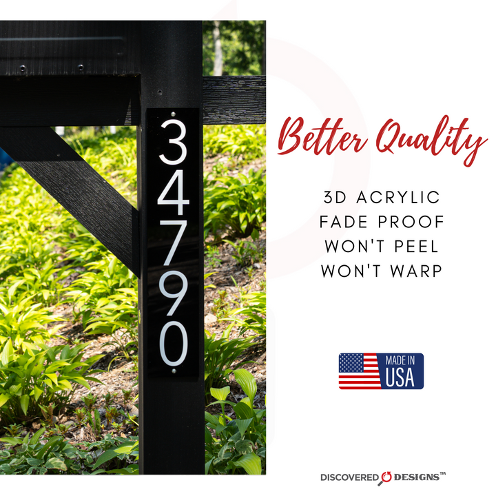 Customized Address Sign Mailbox Numbers - Fits on 4x4 Post (Black)