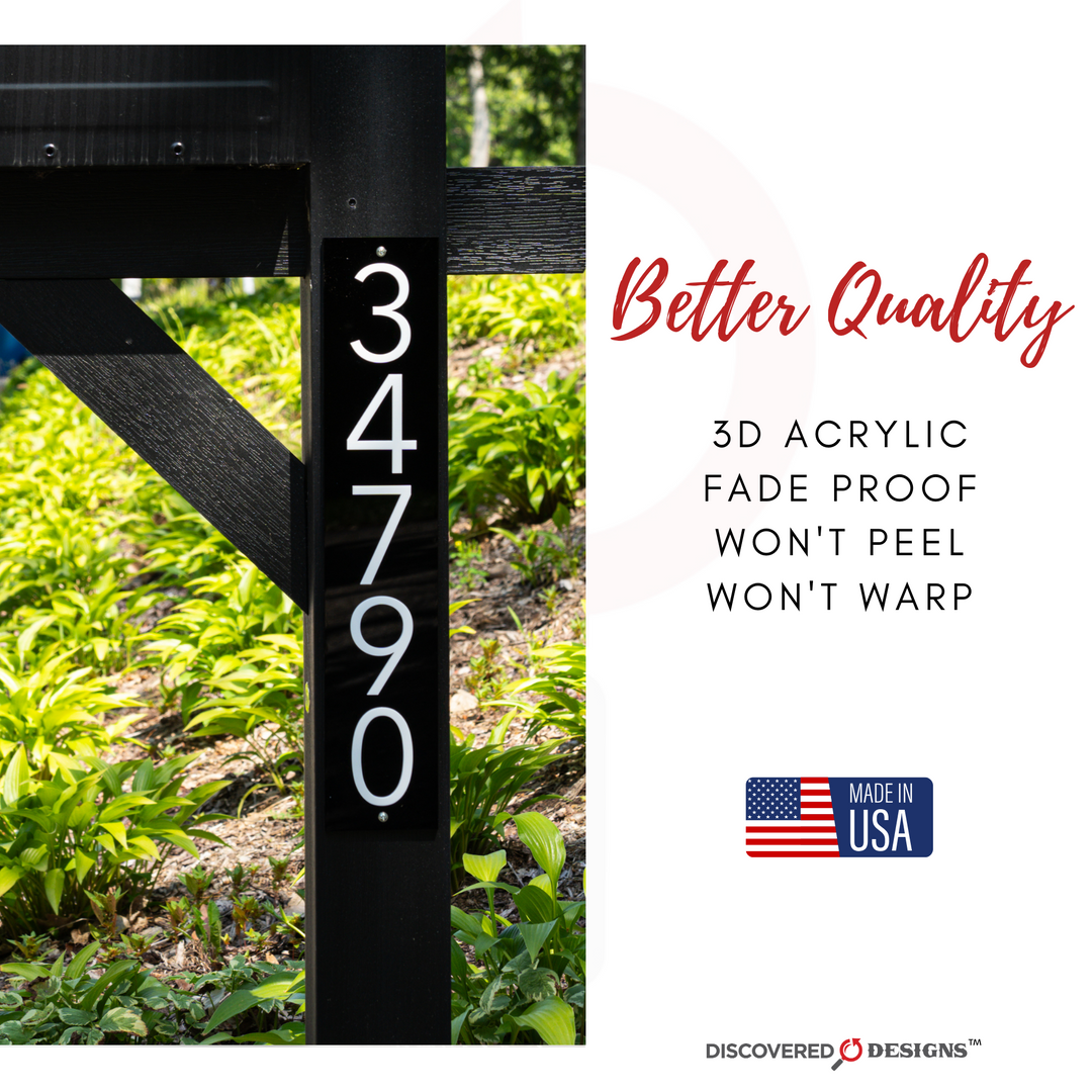 Customized Address Sign Mailbox Numbers - Fits on 4x4 Post (Reflective)