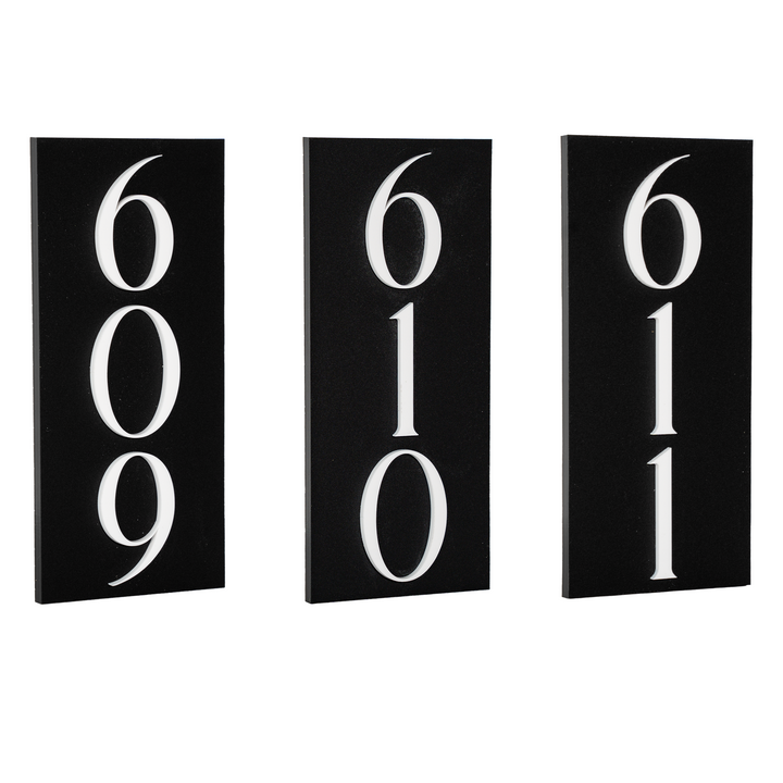 Custom Black 6.5 x 3 Inch Vertical Room Numbers for Hotel - Apartment - Motel