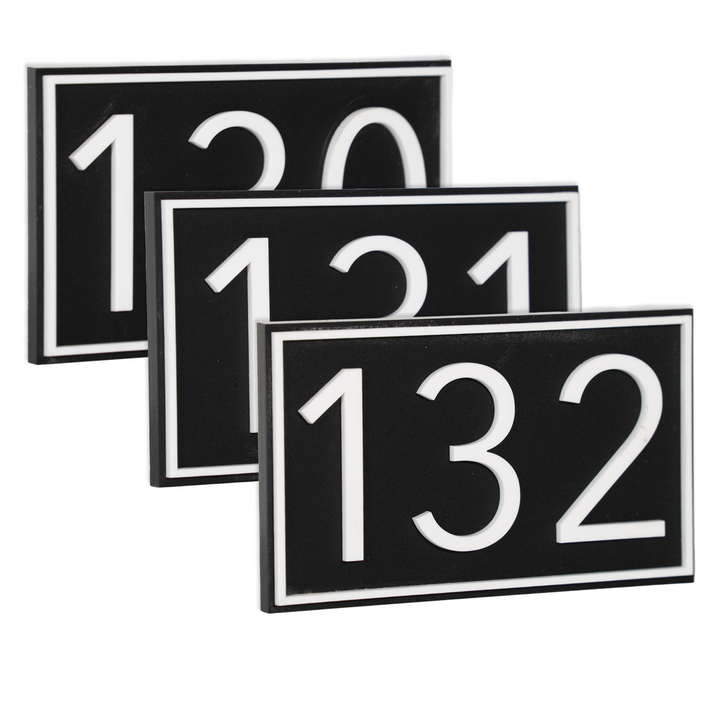 Custom Black 3x5 Inch Horizontal w/Border Room Numbers for Hotel - Apartment - Motel
