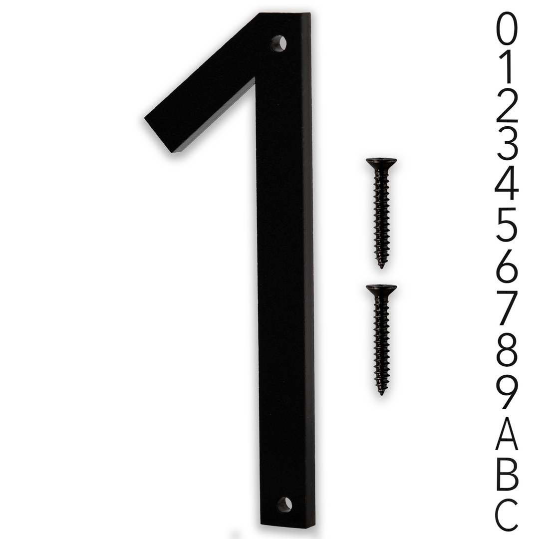 5 Inch - Modern Black Screw In Numbers