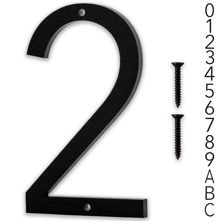 5 Inch - Modern Black Screw In Numbers