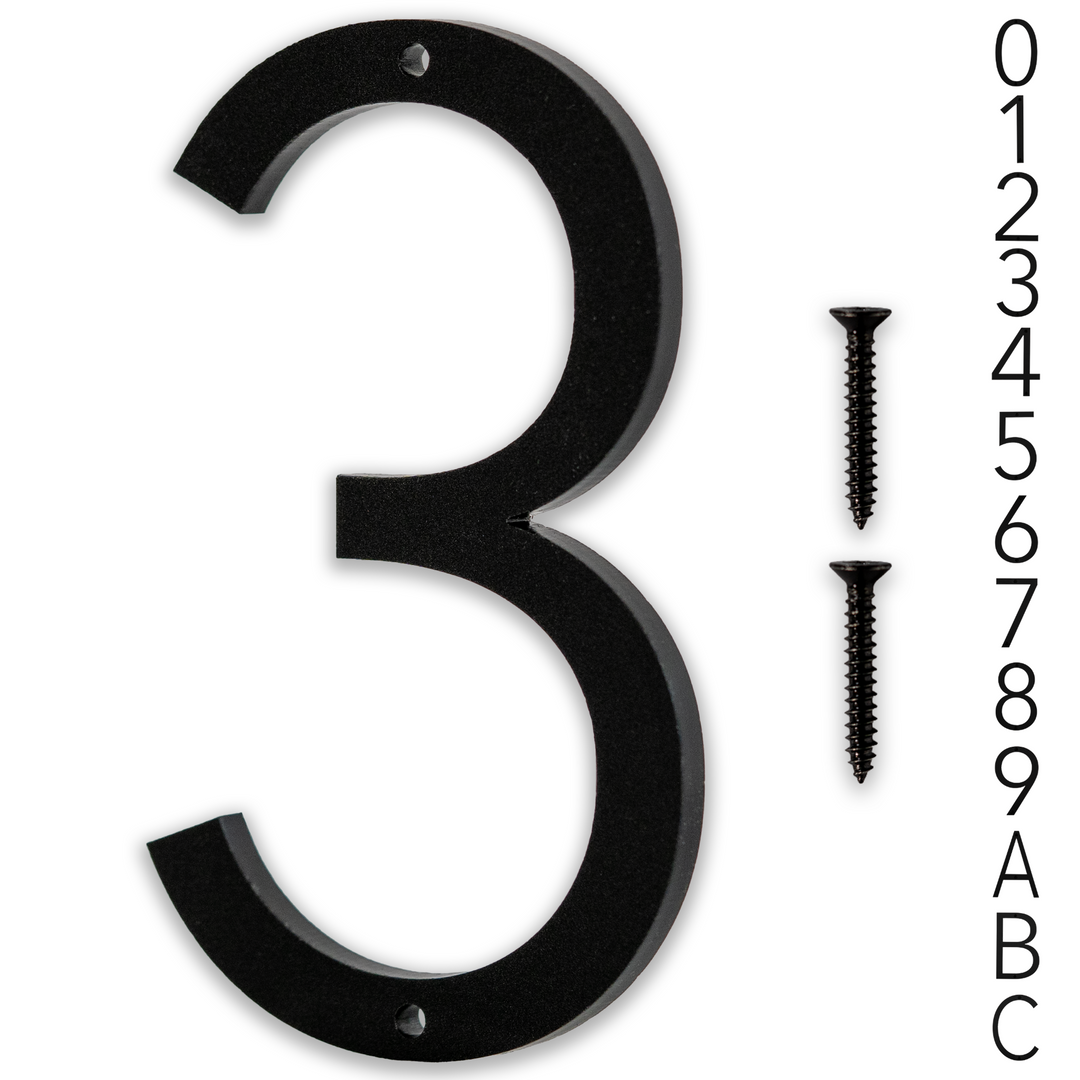 5 Inch - Modern Black Screw In Numbers