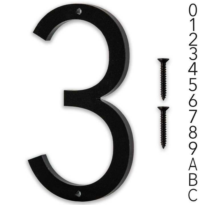 5 Inch - Modern Black Screw In Numbers