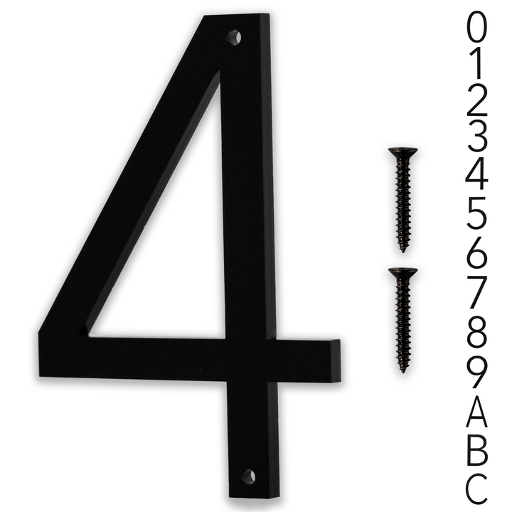 5 Inch - Modern Black Screw In Numbers