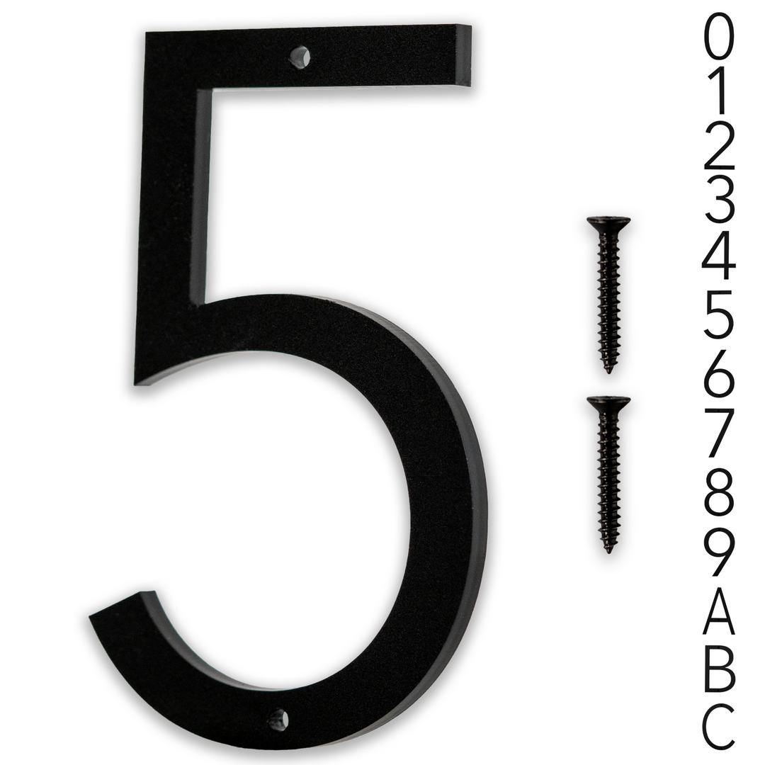 5 Inch - Modern Black Screw In Numbers