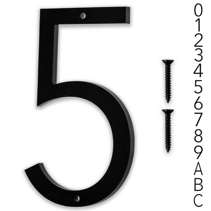 5 Inch - Modern Black Screw In Numbers
