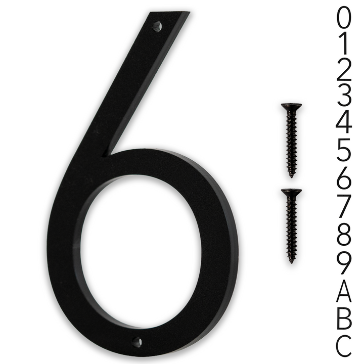 5 Inch - Modern Black Screw In Numbers