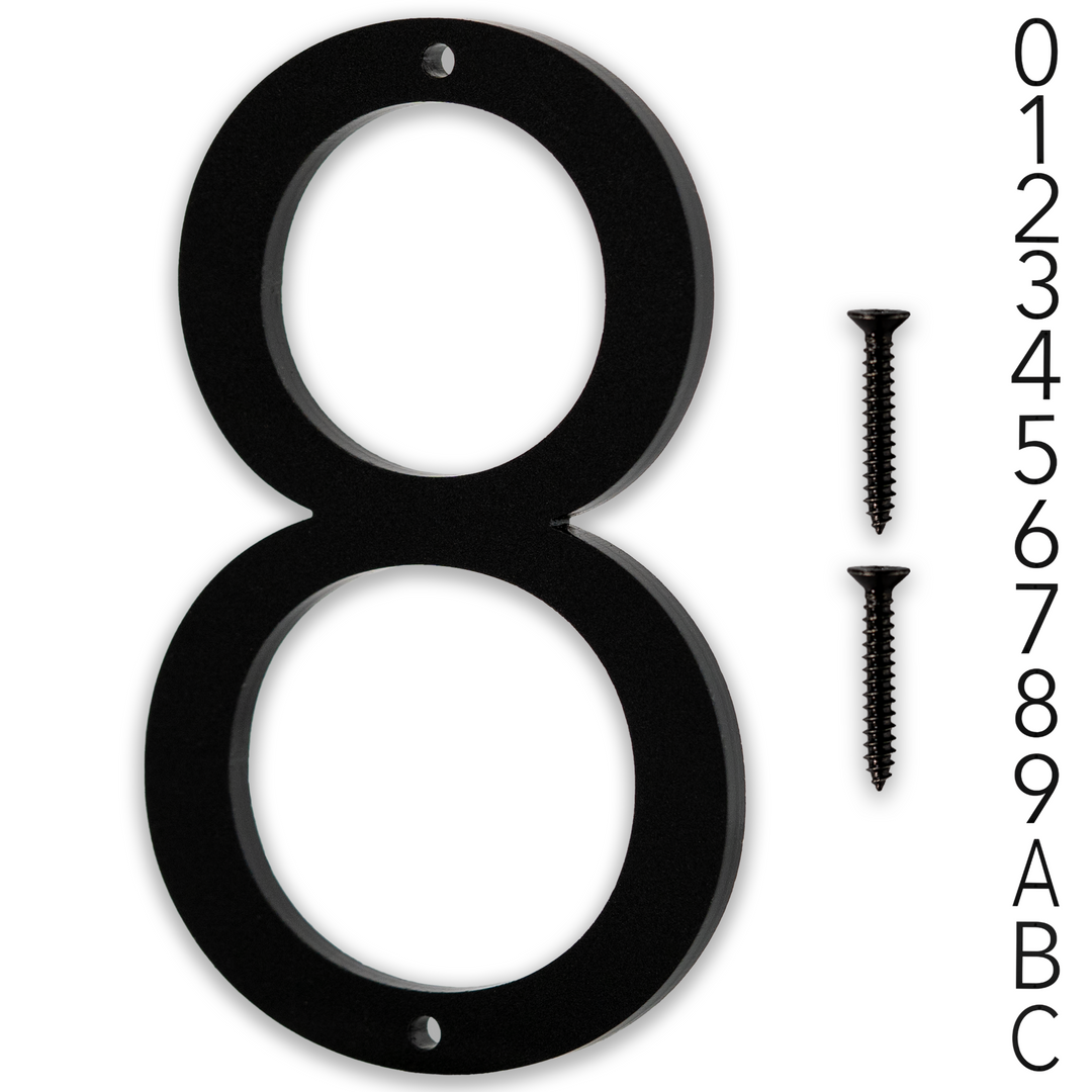 5 Inch - Modern Black Screw In Numbers