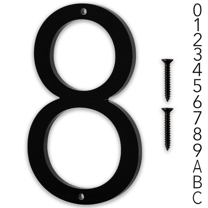 5 Inch - Modern Black Screw In Numbers