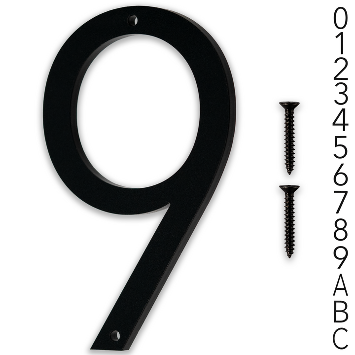 5 Inch - Modern Black Screw In Numbers