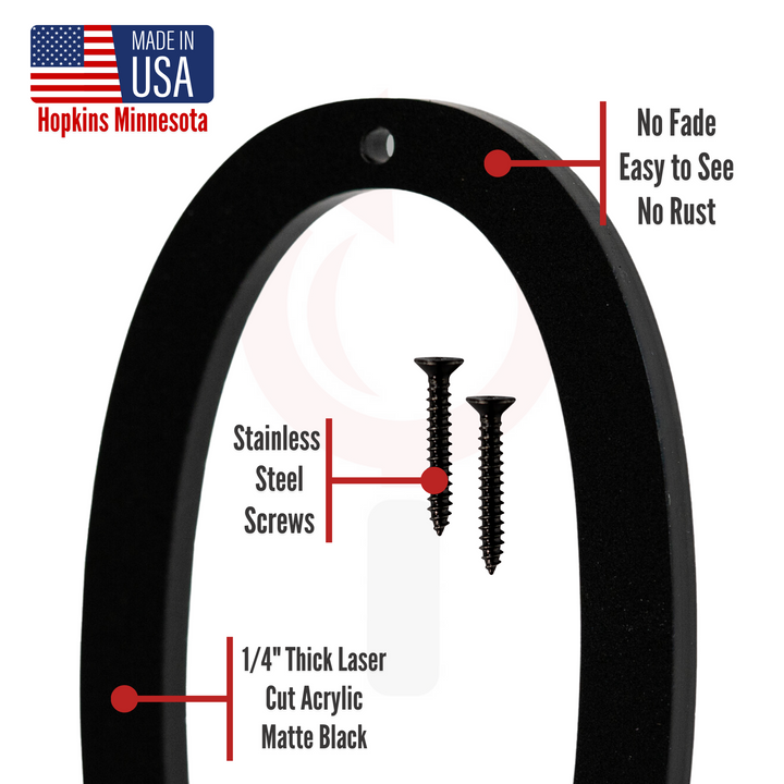 5 Inch - Modern Black Screw In Numbers