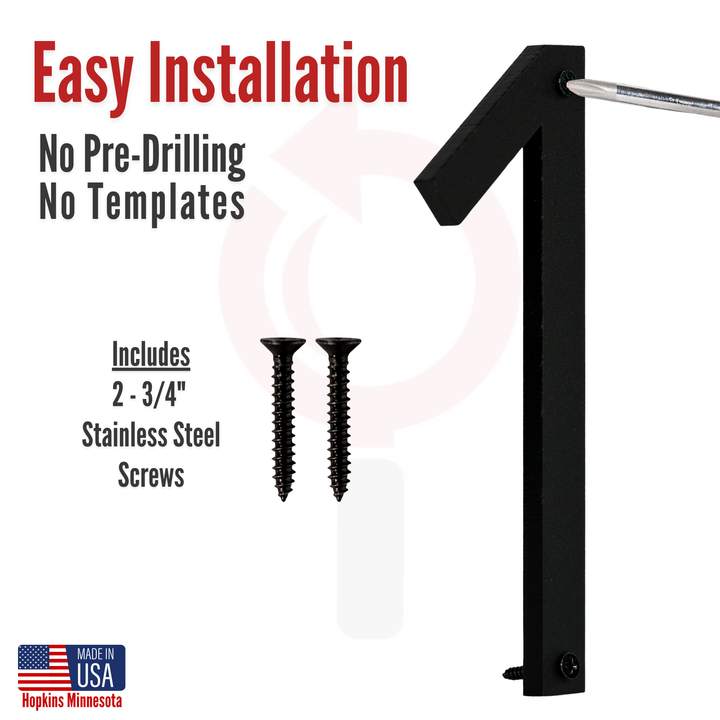 6 Inch - Modern Black Screw In Numbers