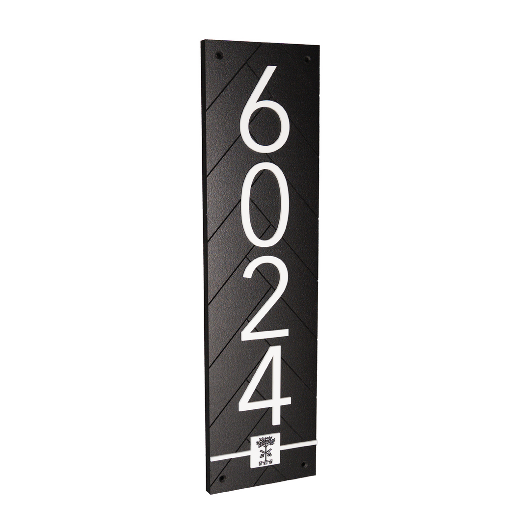 Grove Park Logo Customized Premium Large Address Sign (Black 20 Inch Vertical)